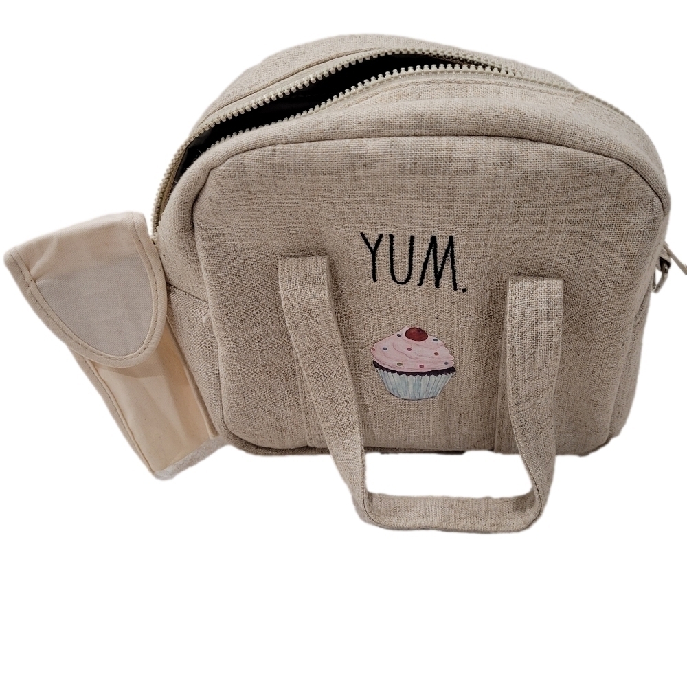 Rae Dunn "YUM" Insulated Lunch Tote Bag in Cream